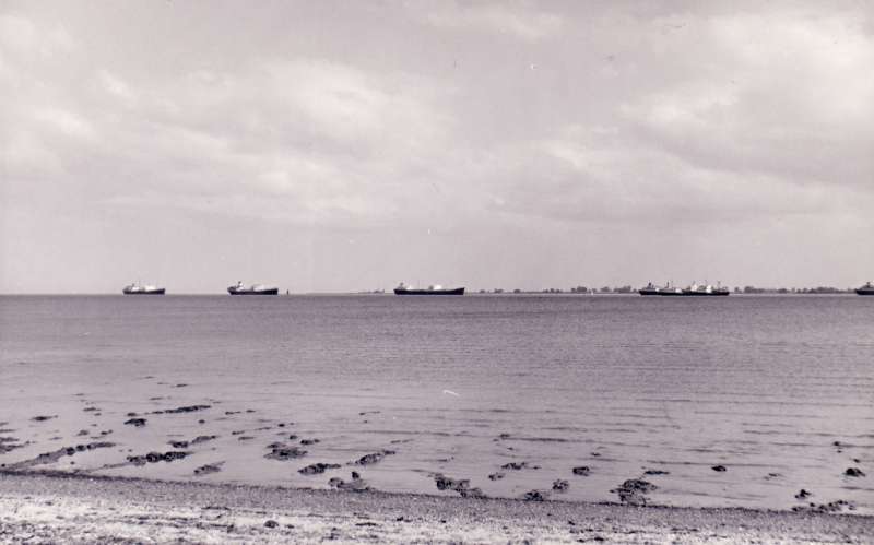 ID AA002080 Tankers laid up in the River Blackwater, viewed from West Mersea. About 1960.